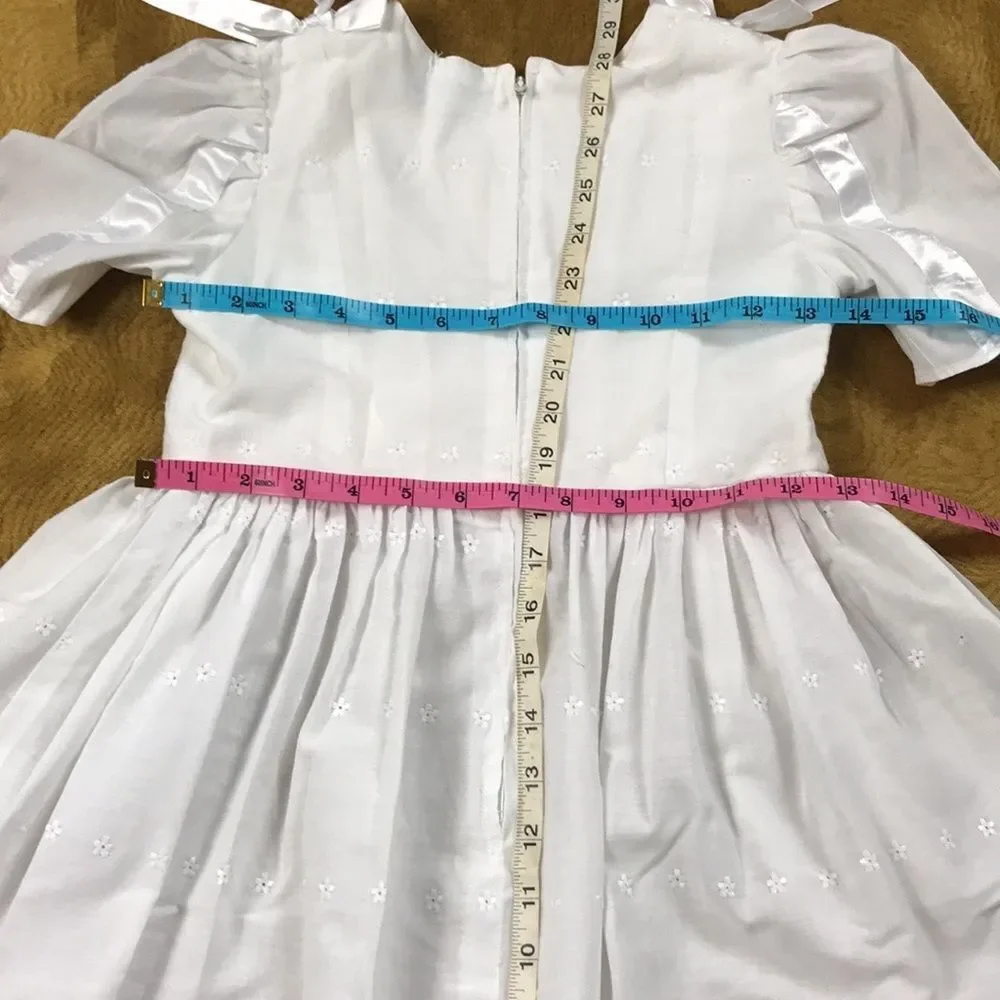 VINTAGE MADE WITH LOVE BY NANA WHITE GIRL DRESS SIZE 6/8 Approximate No Tag